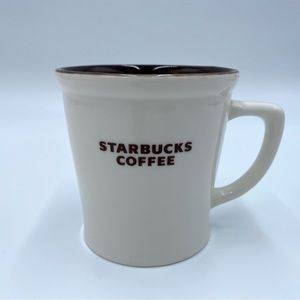 Starbucks 2009 New Bone China White w/ Brown Interior Coffee Tea Mug Cup 16 Oz